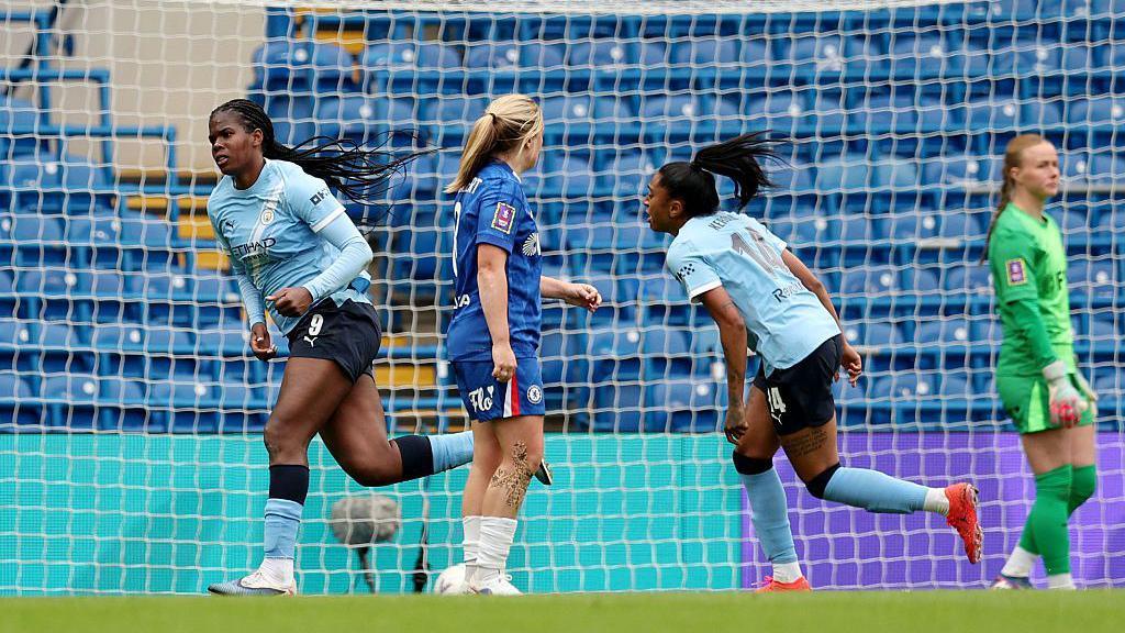 Khadija Shaw celebrates for Manchester City