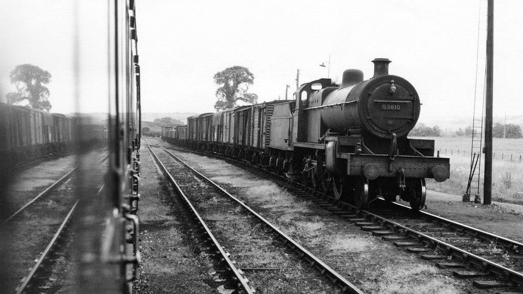 S&D locomotive with Down freight, at Evercreech Junction, 9 June 1960