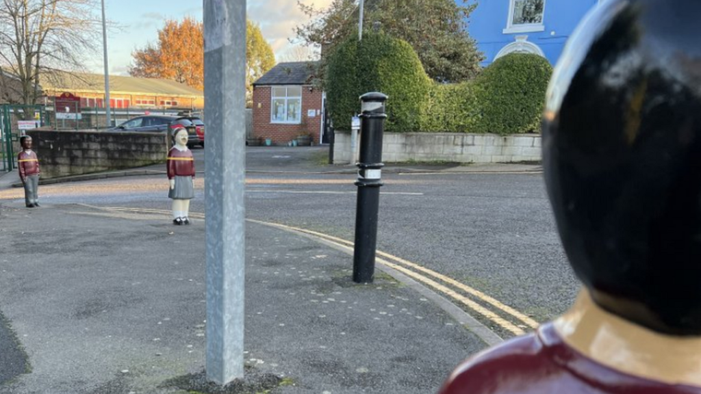 Child bollards outside school