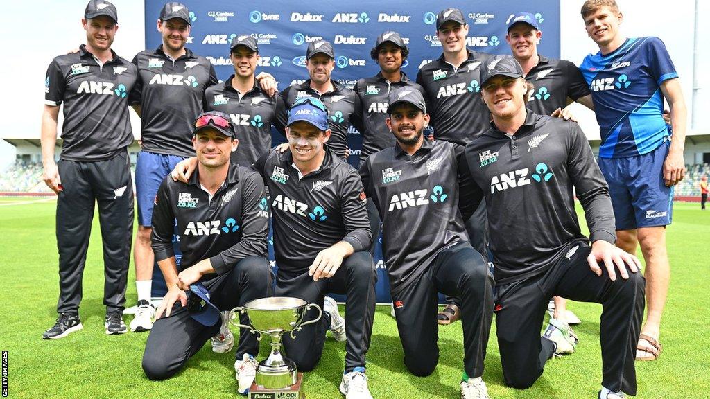 New Zealand with the ODI series trophy