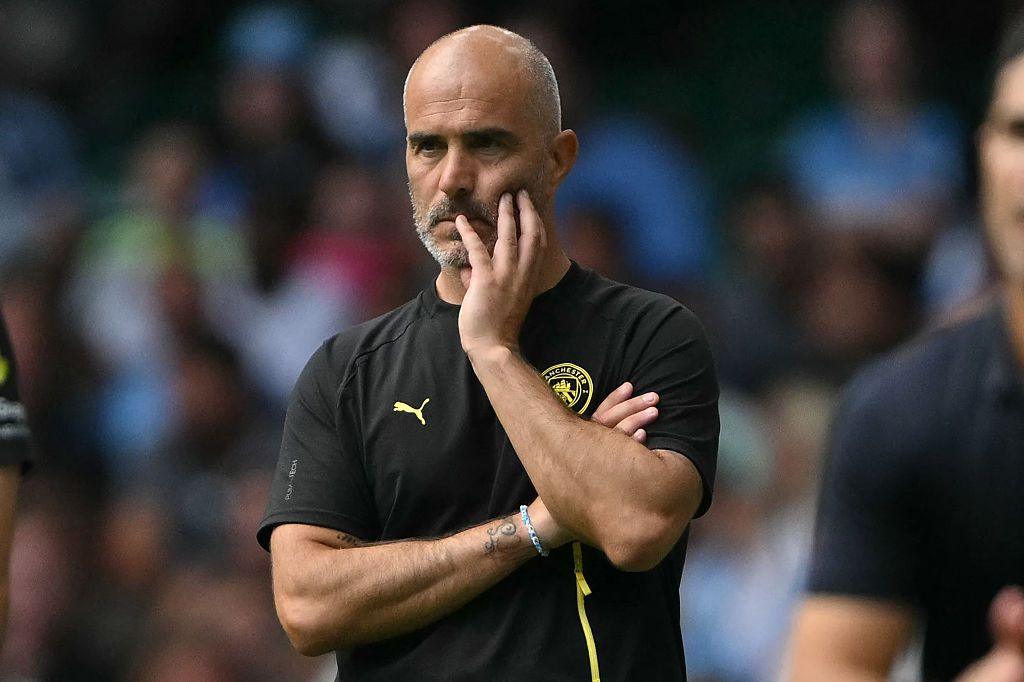 Man City boss Enzo Maresca looks pensive on the touchline