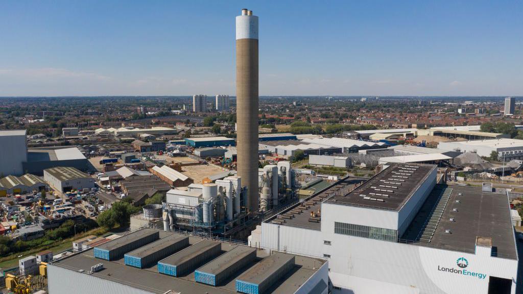 A wide view of an incinerator facility in Edmonton