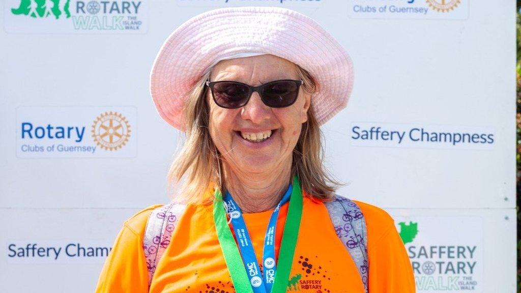 Ruth Mahy at the finish line for the the Saffery Rotary Walk.