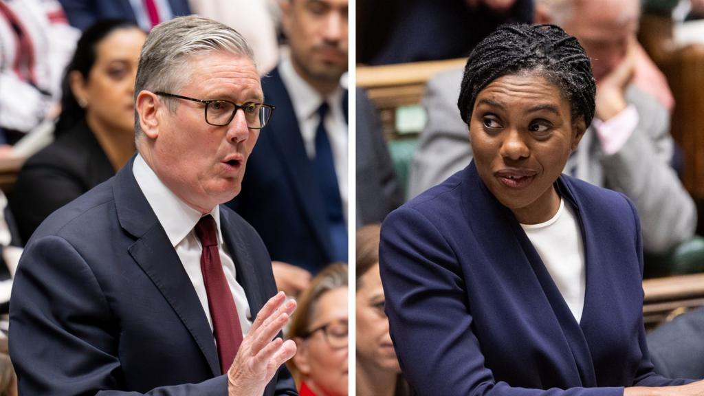 A composite of Keir Starmer opposite Kemi Badenoch