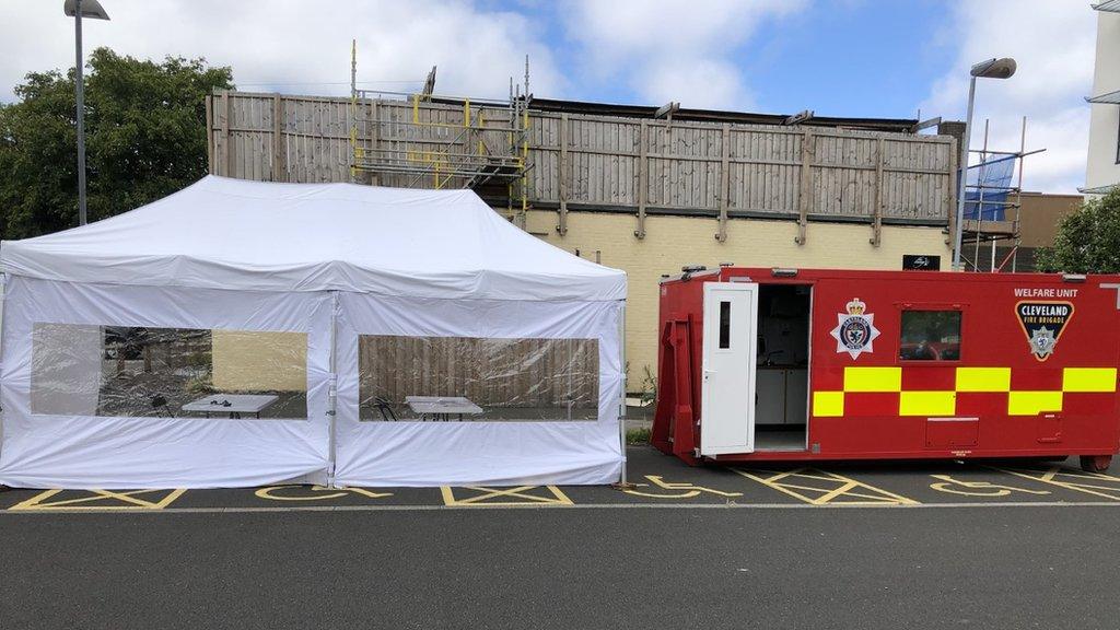 The mobile testing unit at Centuria South car park at Teesside University