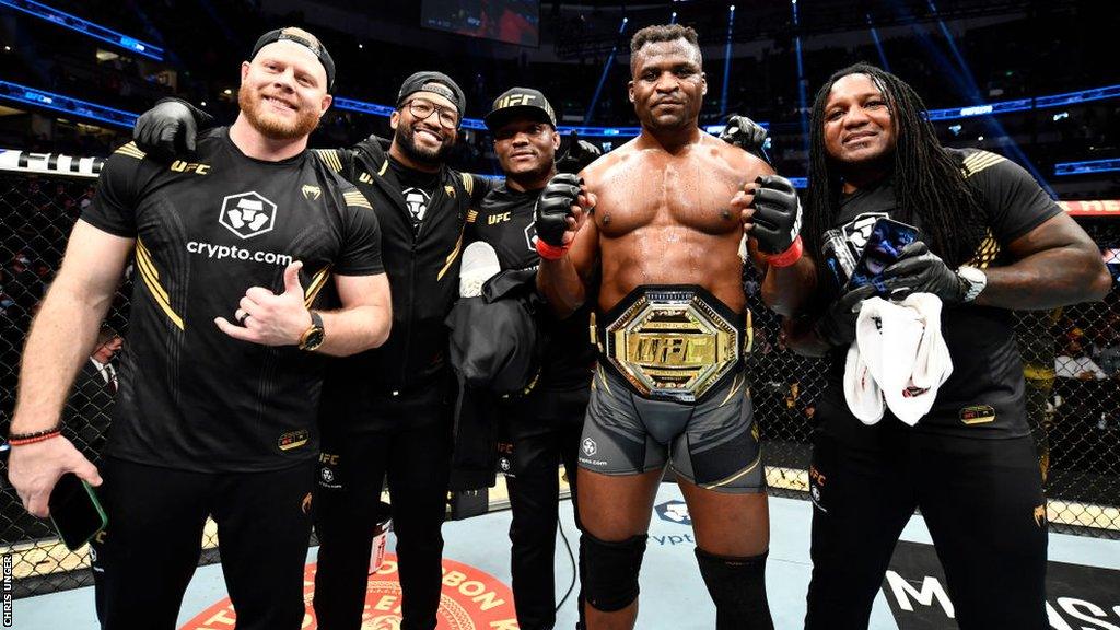 Francis Ngannou and his coaching team