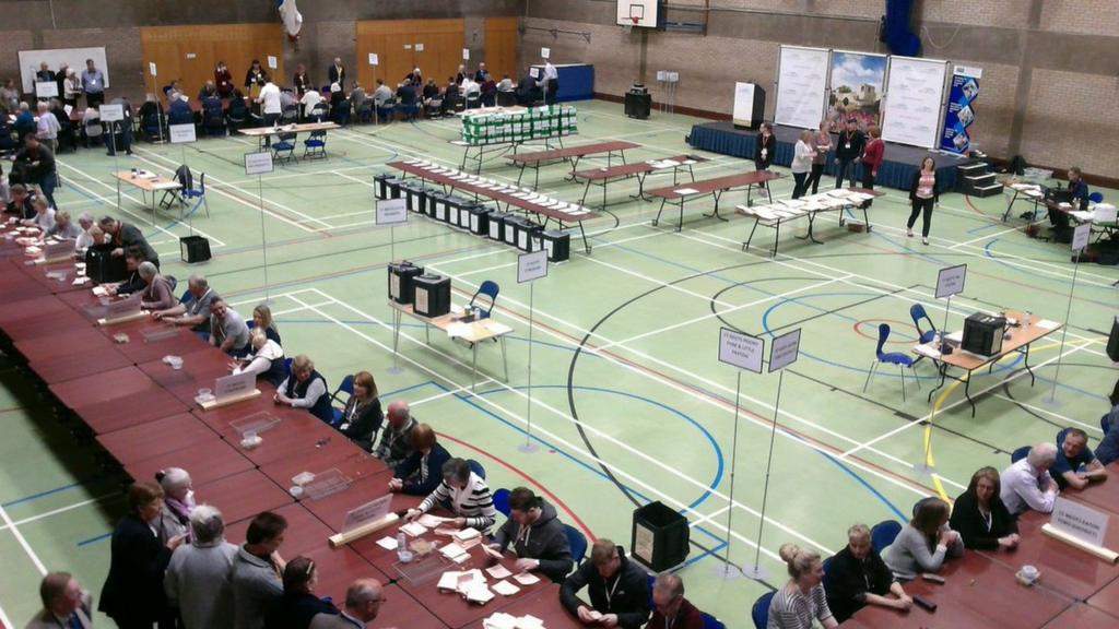 Vote counting taking place in Huntingdon