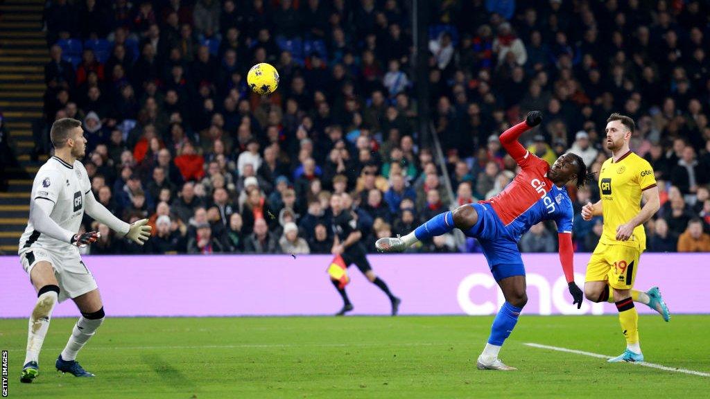 Eberechi Eze scores his first goal for Crystal Palace against Sheffield United at Selhurst Park