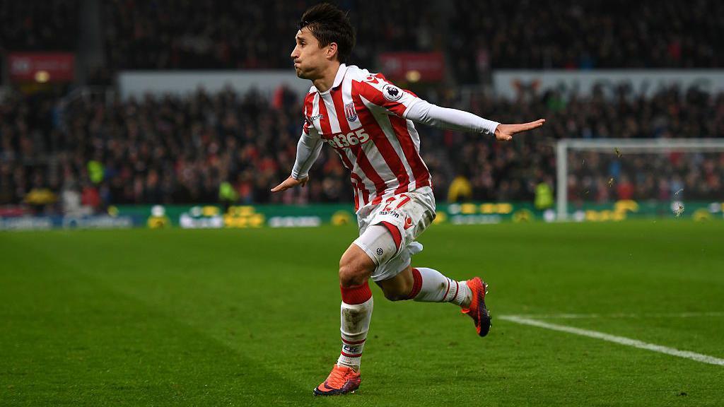  Bojan Krkic celebrates scoring for Stoke