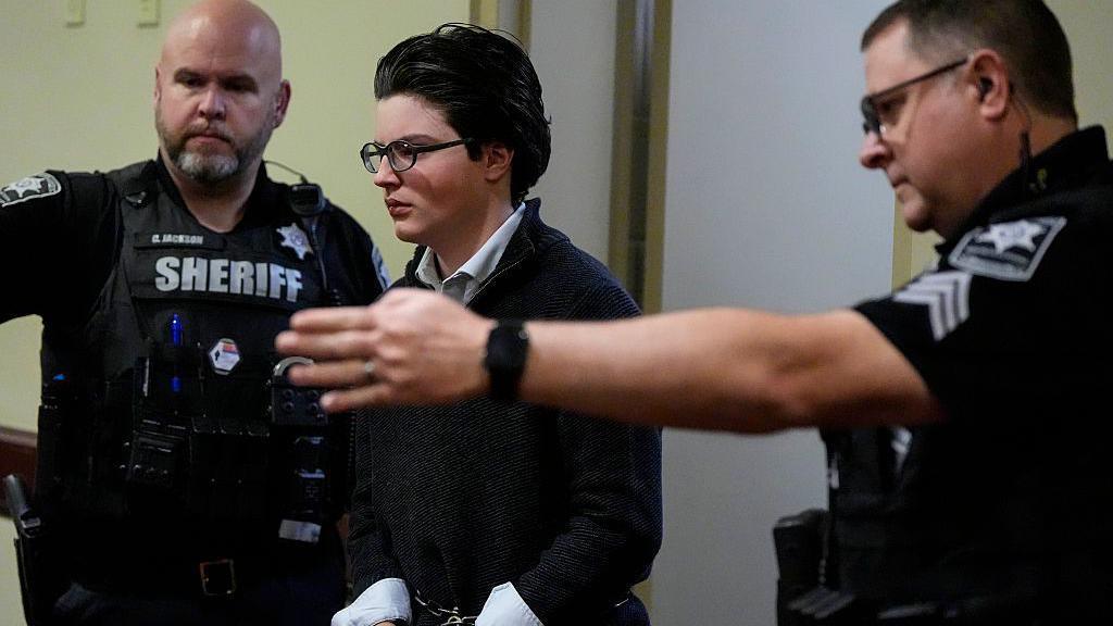School shooting suspect Colt Gray enters court for a status hearing at the Barrow County Courthouse, on December 9, 2025 in Winder, Georgia.