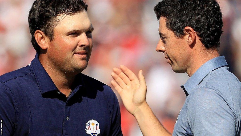 Patrick Reed and Rory McIlroy at the 2016 Ryder Cup