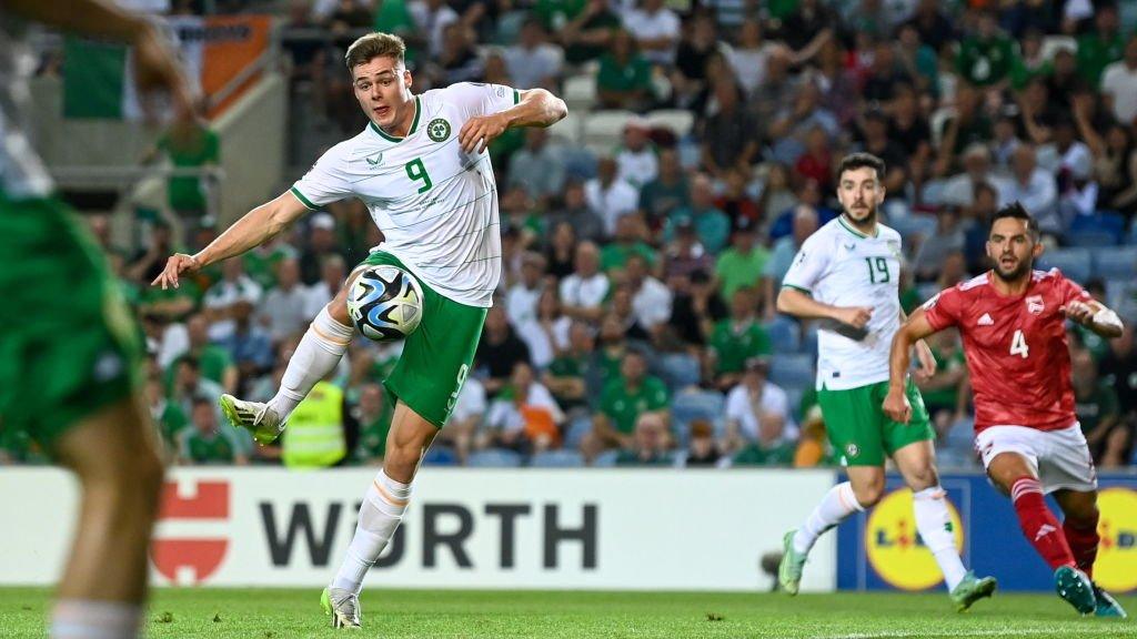 Evan Ferguson scores his third international goal against Gibraltar