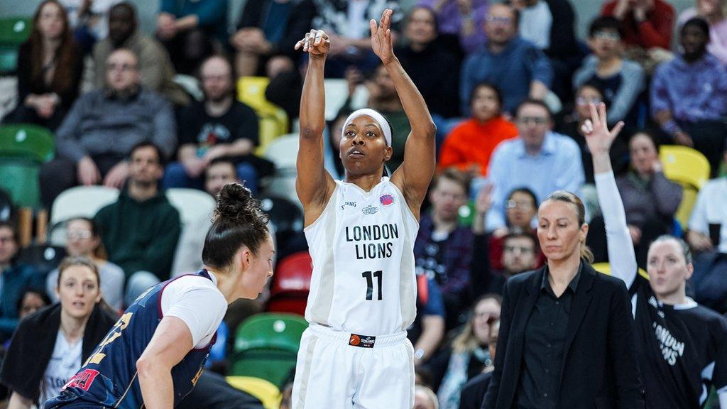 Shey Peddy, of the London Lions, takes a shot