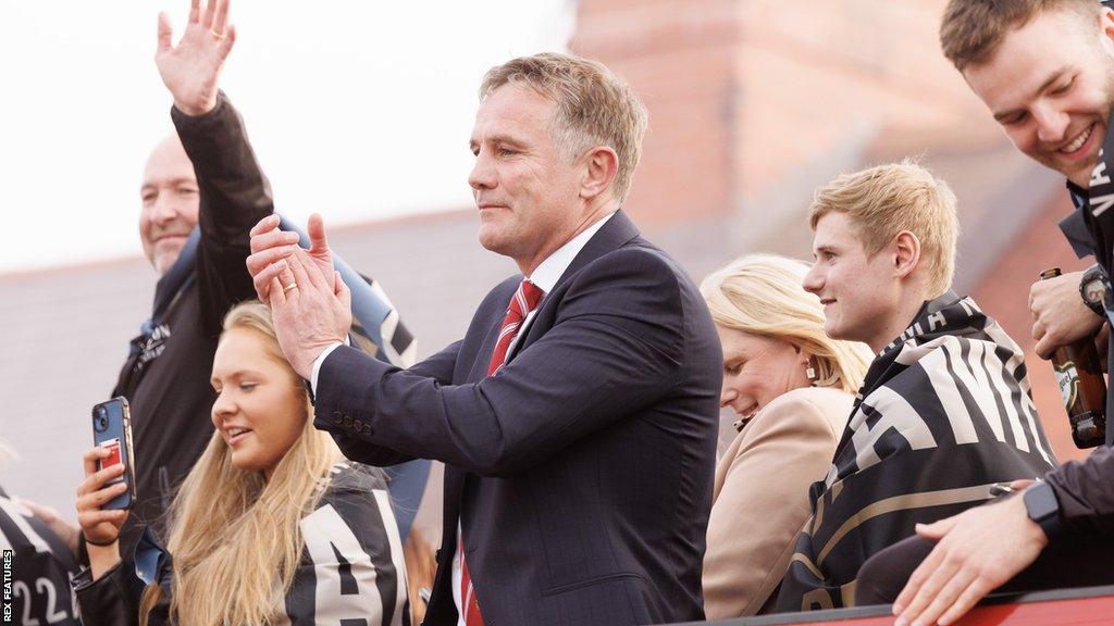 Phil Parkinson celebrates promotion