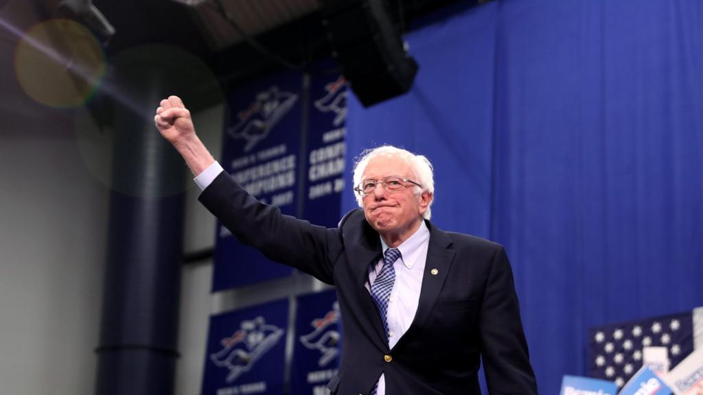 Democratic presidential candidate Sen. Bernie Sanders (I-VT) takes the stage