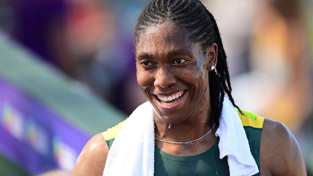 Caster Semenya smiling after a 5000m race in Oregon 2022.