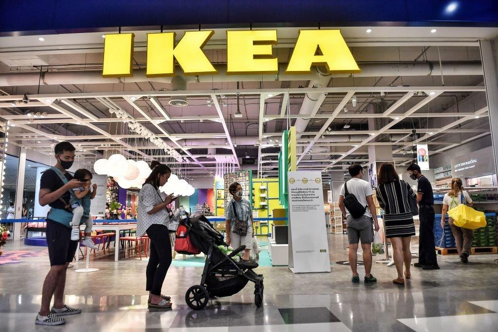 People queue outside Ikea in Bangkok