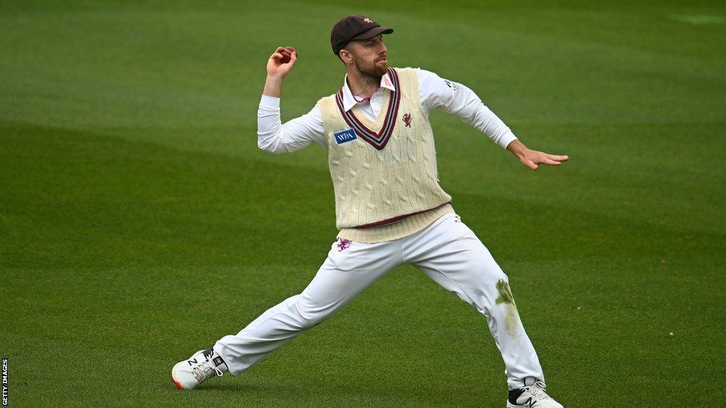 Jack Leach playing for Somerset