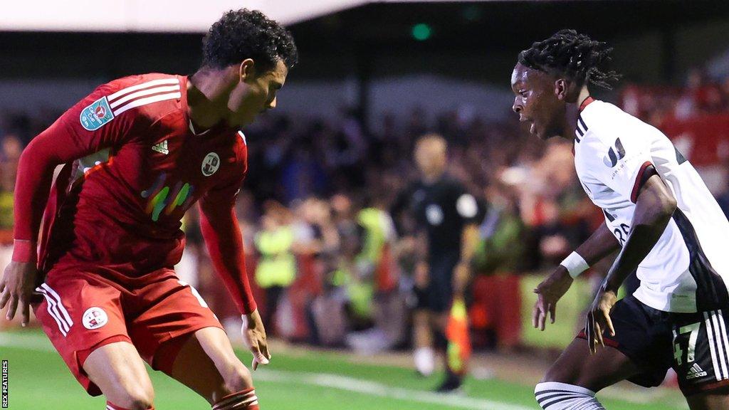 Martial Godo playing for Fulham against Crawley in the EFL Cup