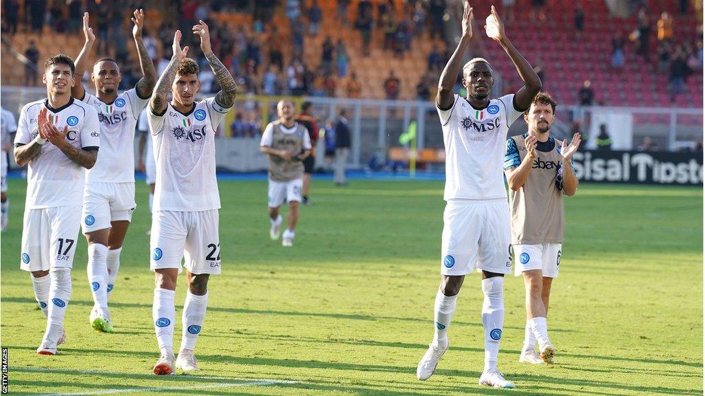 Victor Osimhen (right) celebrates