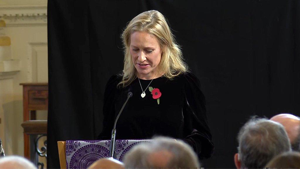 Sophie Raworth speaks at the memorial