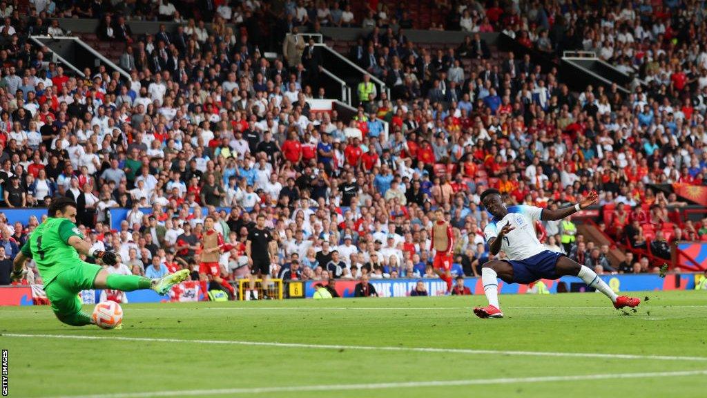 Bukayo Saka completes his hat-trick in England's Euro 2024 qualifying victory over North Macedonia