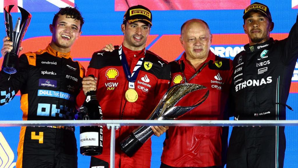 Podium celebrations in Singapore