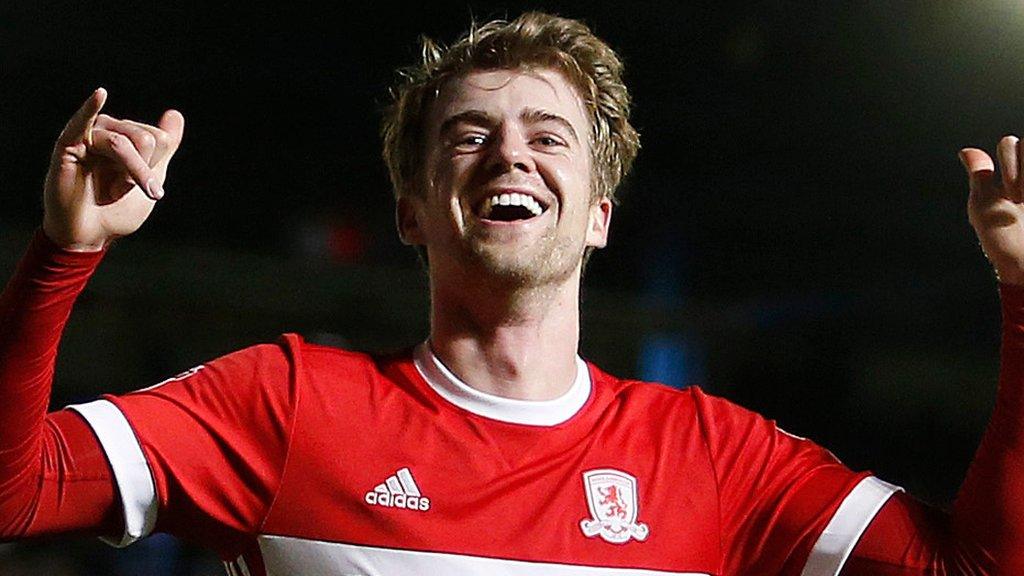 Patrick Bamford celebrates after scoring at Birmingham City