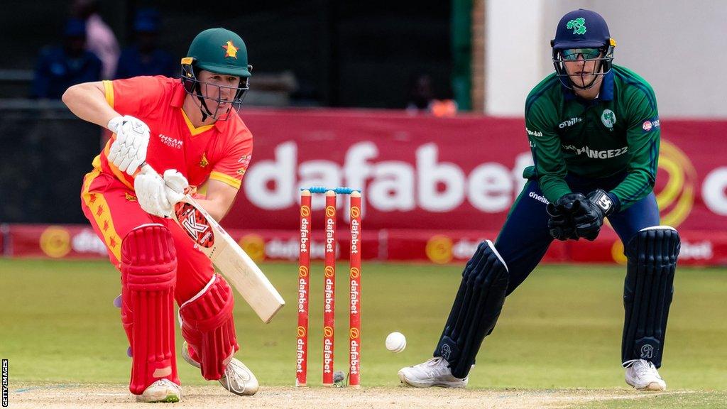 Zimbabwe's Gary Ballance plays a shot against Ireland