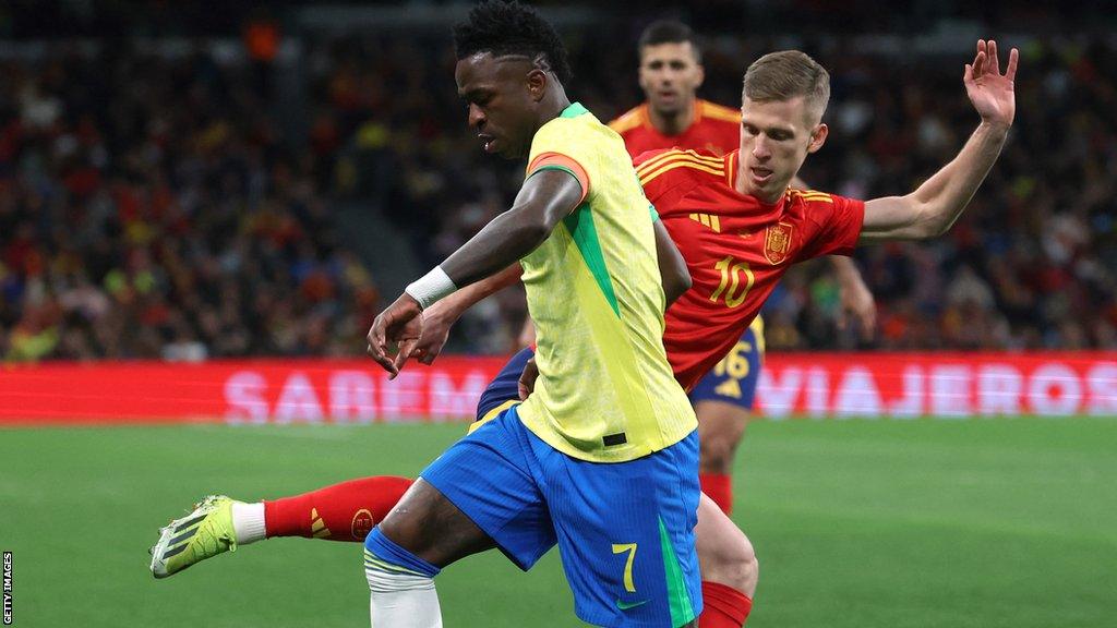 Brazil forward Vinicius Jr and Dani Olmo