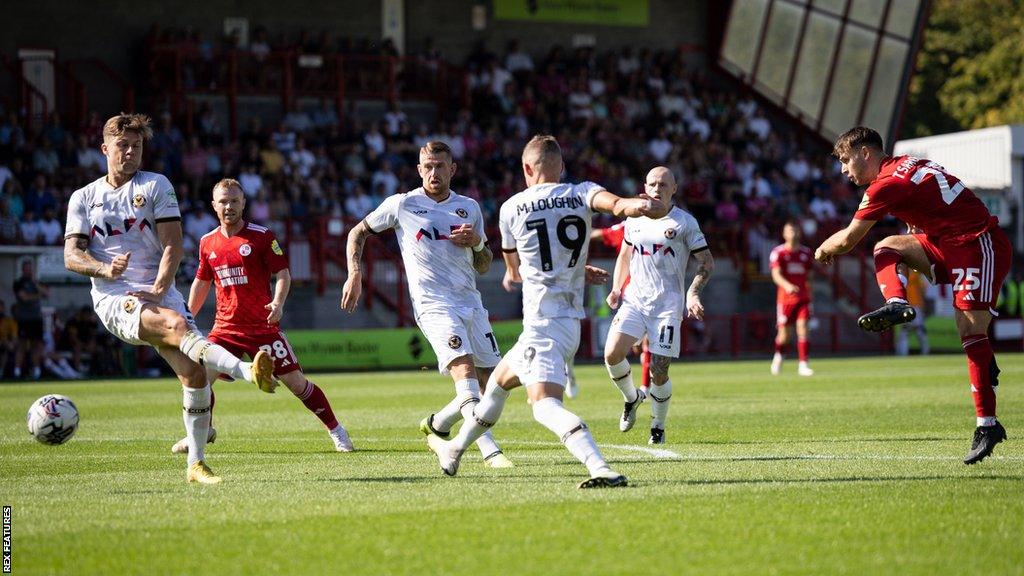 Nicholas Tsaroulla fires in the opening goal of the game