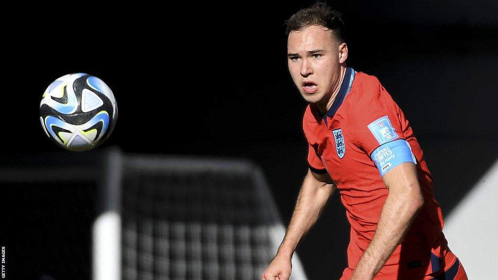 Harvey Vale chases the ball during a match for England at the Under-20 World Cup