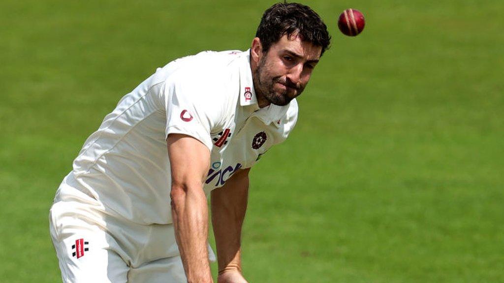 Ben Sanderson's first hat-trick in first-class cricket