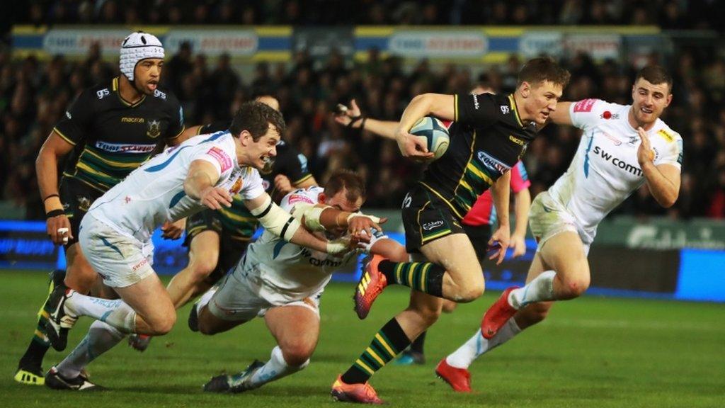 Fraser Dingwall's late first-half try restored Saints' lead against Exeter