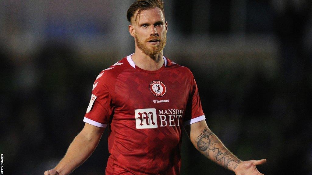 Thomas Kalas on the pitch for Bristol City