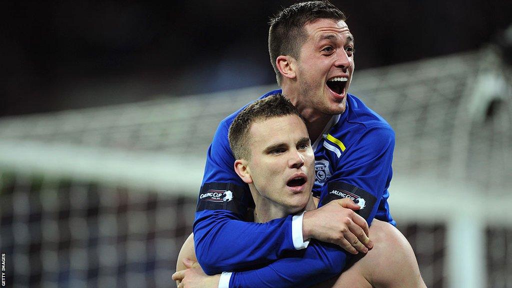 Cardiff City players celebrate