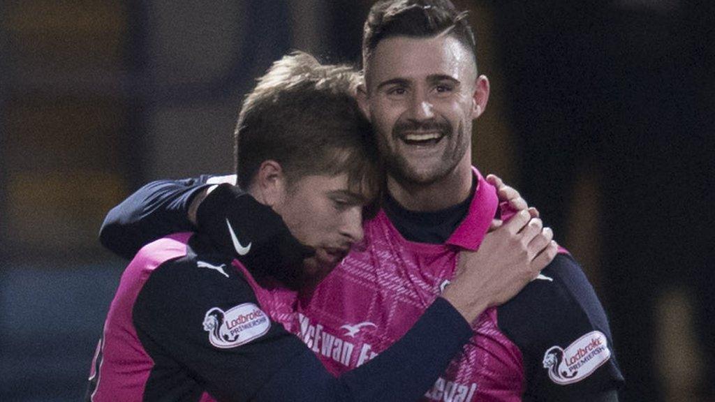 Dundee's Craig Wighton and Marcus Haber celebrate