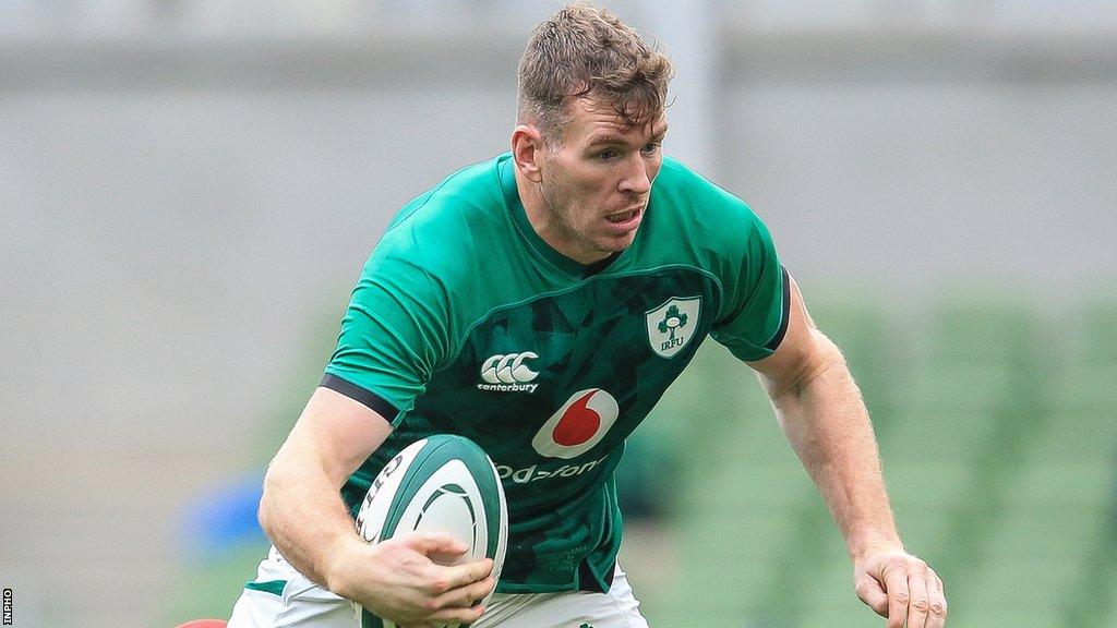 Chris Farrell in action for Ireland