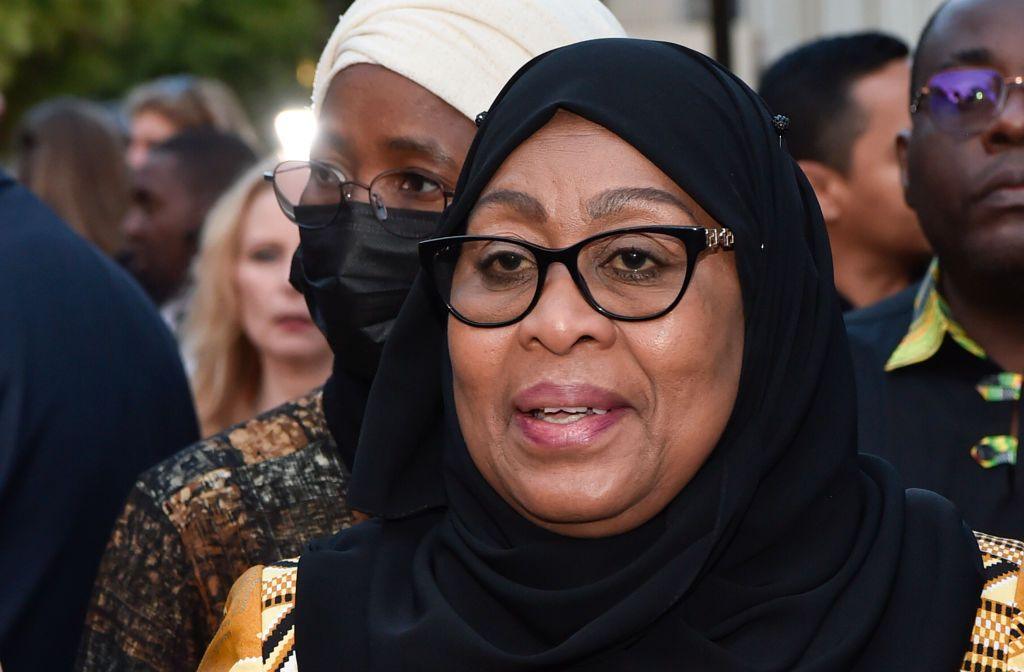 President of Tanzania Samia Suluhu Hassan attends the Los Angeles premiere of "Tanzania: The Royal Tour" at Paramount Studios on April 21, 2022 in Los Angeles, California