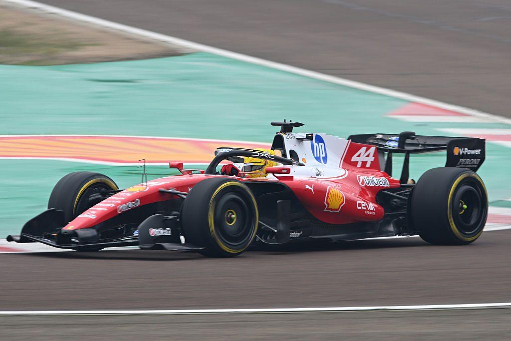 Lewis Hamilton driving the SF-26.