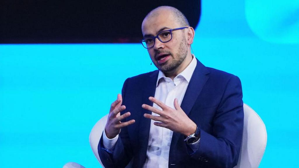 Google DeepMind co-founder and Chief Executive Officer, British Demis Hassabis gives a conference during the Mobile World Congress (MWC), the telecom industry's biggest annual gathering, in Barcelona on February 26, 2024.