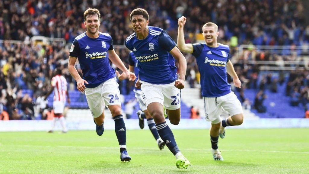 Jude Bellingham celebrates a Birmingham City goal