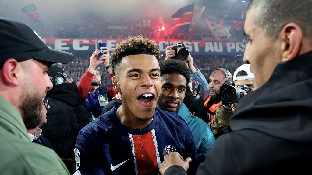 Desire Doue celebrates