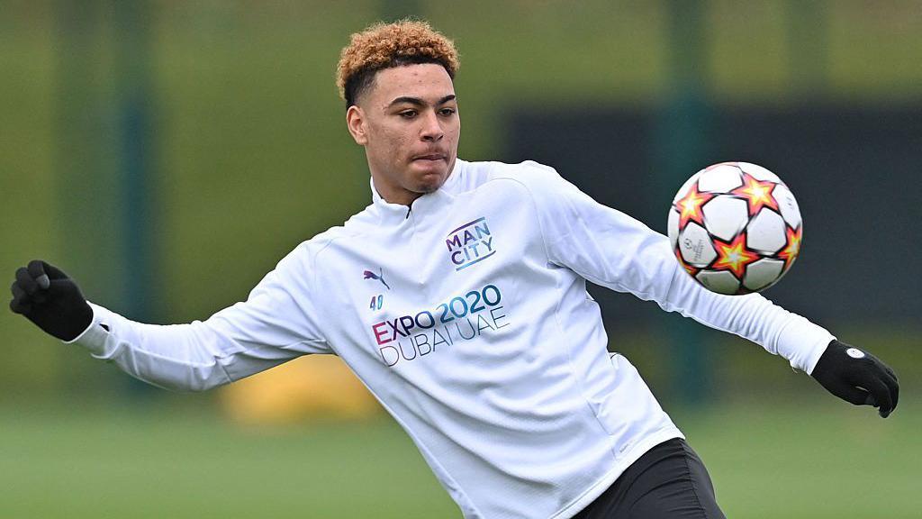 Morgan Rogers training with Man City