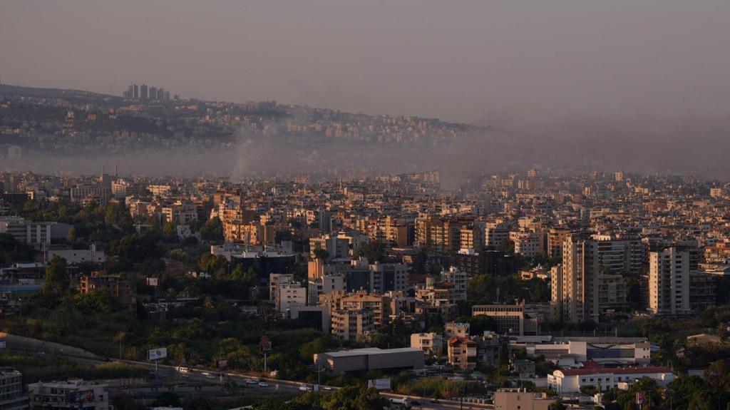 Smoke rising over southern Beirut