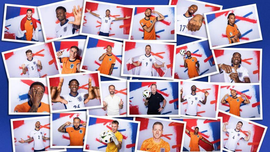  In this composite photo illustration released on July 8th of official UEFA EURO 2024 portraits of the Netherlands and England squads are used to preview the semi-final between the two teams in Germany. 