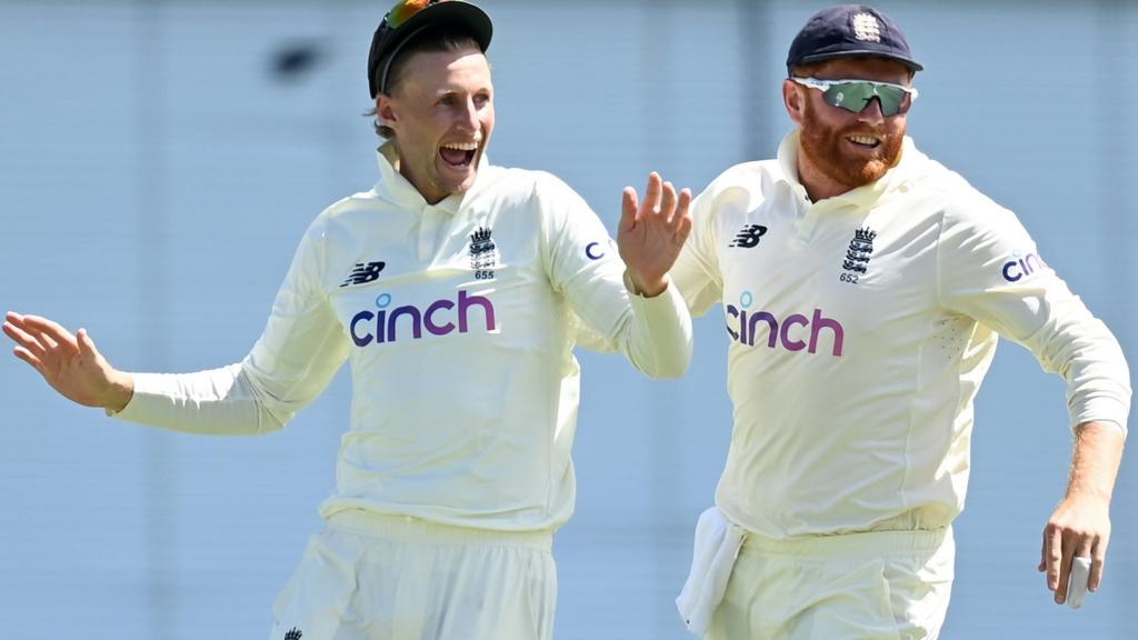 Joe Root (left) and Jonny Bairstow (right) celebrate