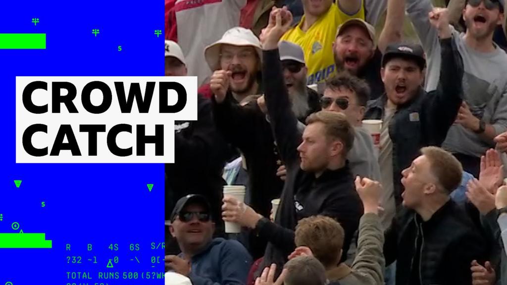 'An absolute stunner!' Fan takes brilliant one-handed catch in stands