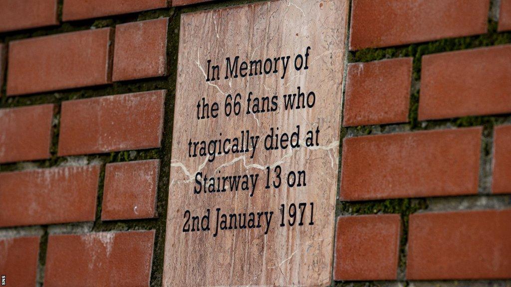 Ibrox disaster plaque at Rangers' stadium