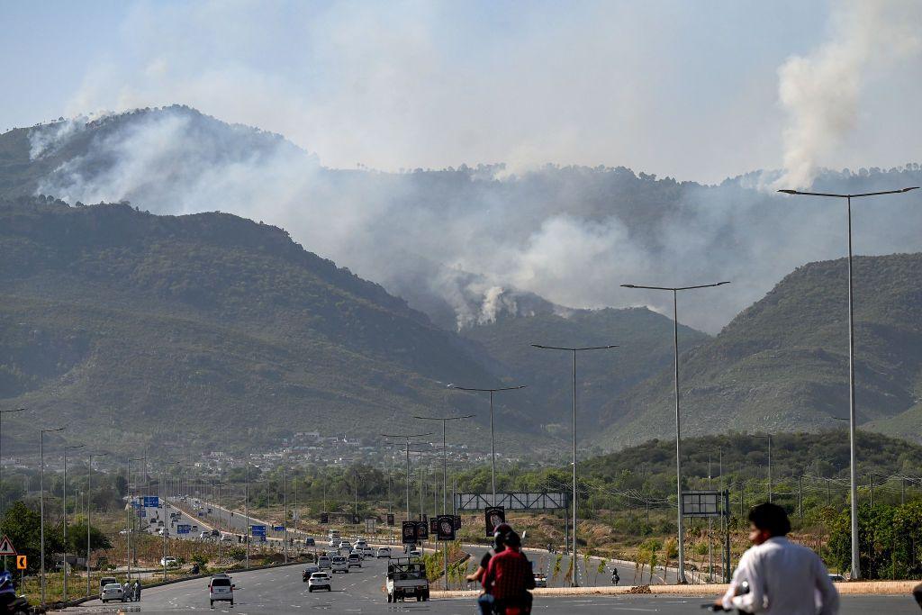 Smoke on a mountain in Pakistan